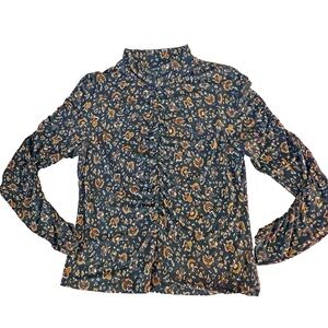 Veronica Beard Black and Brown Floral Top